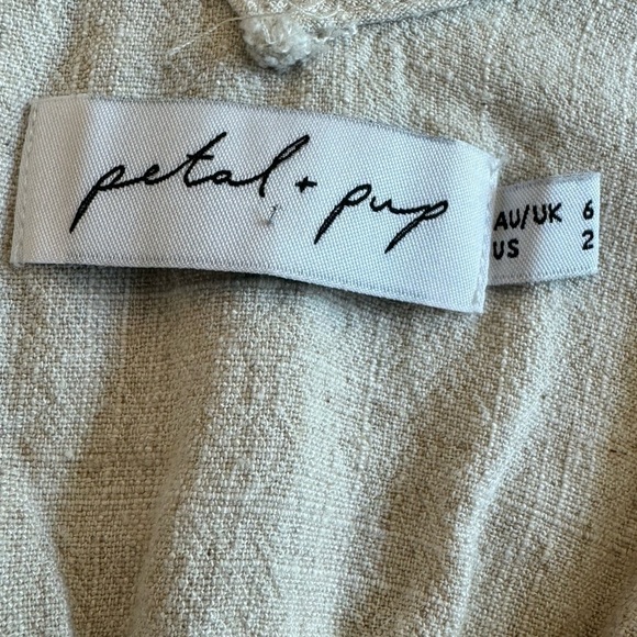 Petal & Pup 100% Linen Tiered Tie Strap Mini Dress Beige size 2 - Picture 6 of 10